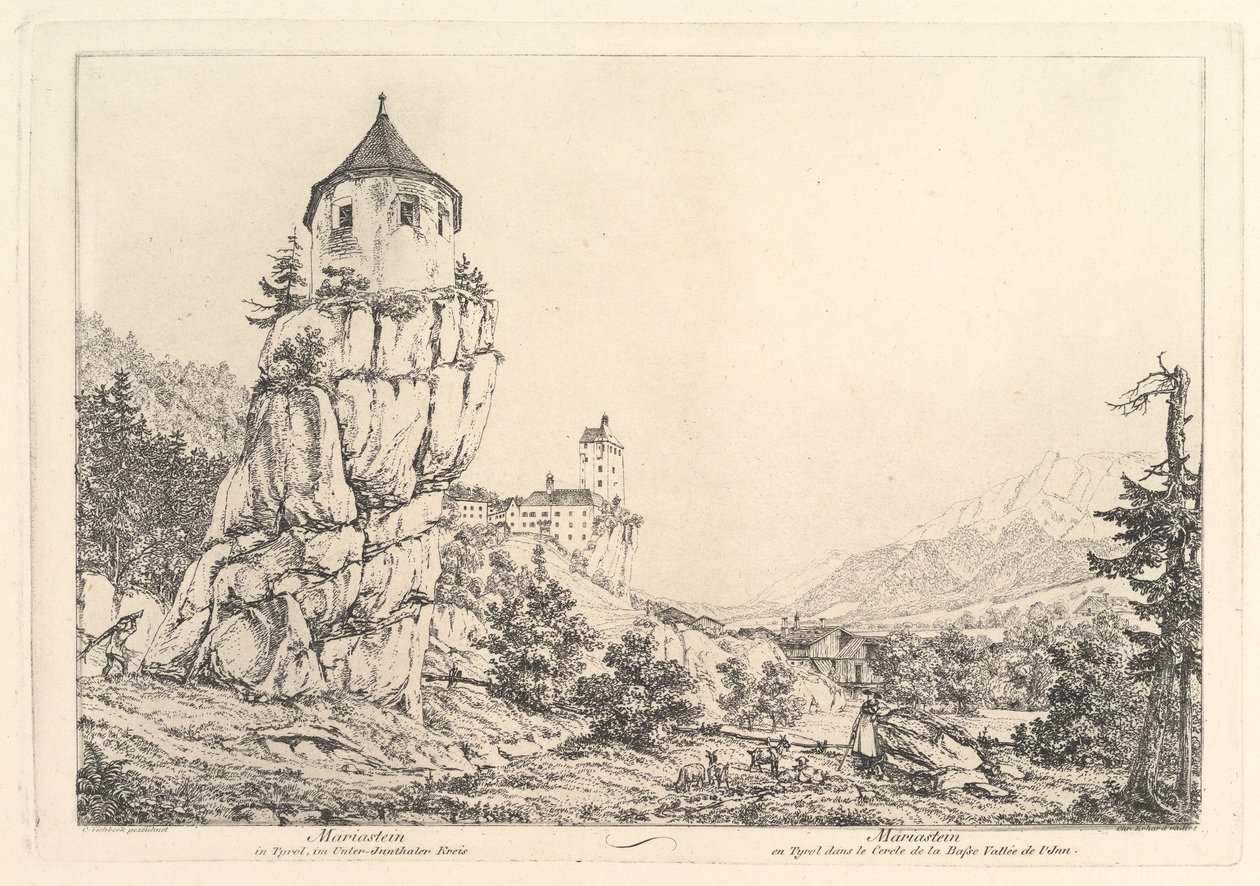 Táj, Mariastein Tirolban, 19. század eleje. alkotó: Johann Christian Erhard