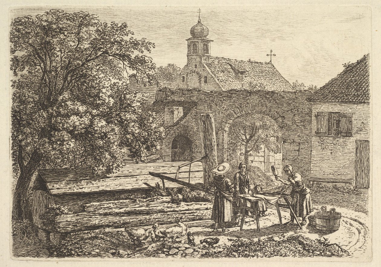 Mosás egy artézi kútnál, 1817. alkotó: Johann Christian Erhard