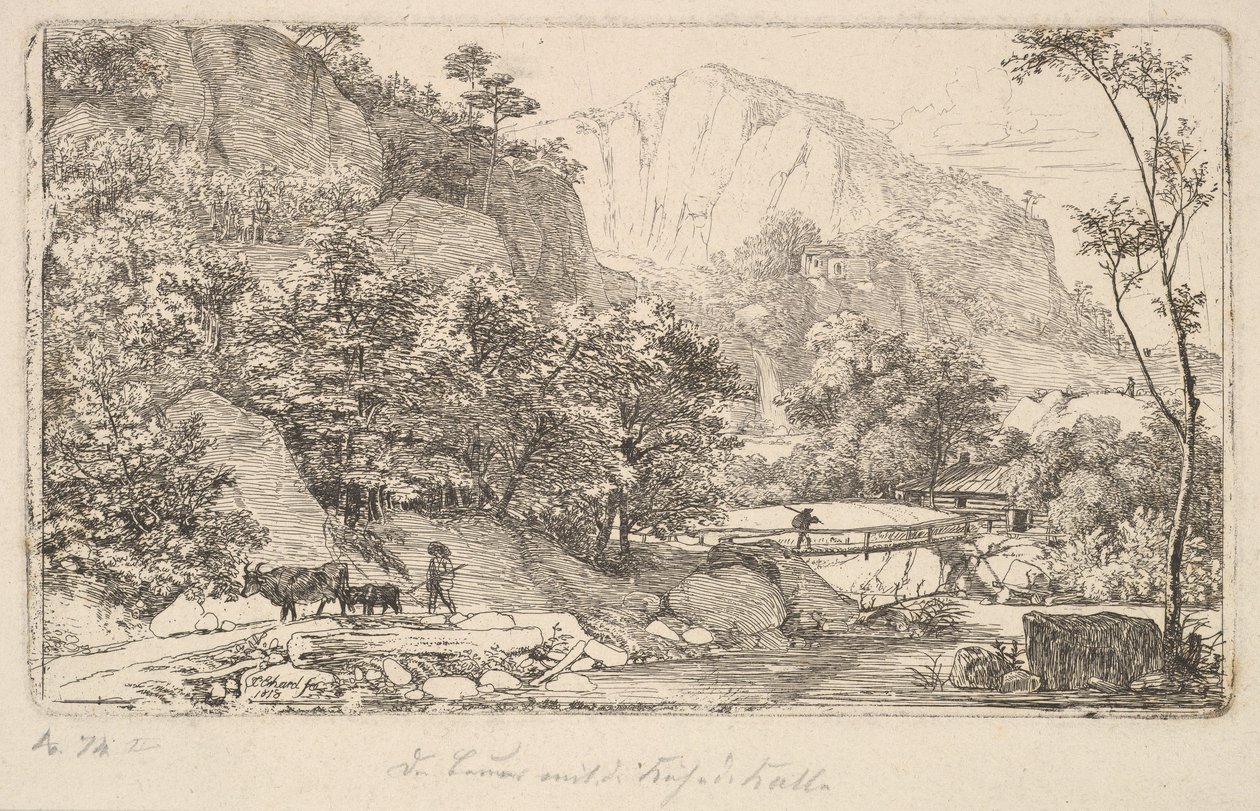 Paraszt tehénnel és borjúval, az Unterbergben, a Berchtesgaden mellett, 1818. alkotó: Johann Christian Erhard