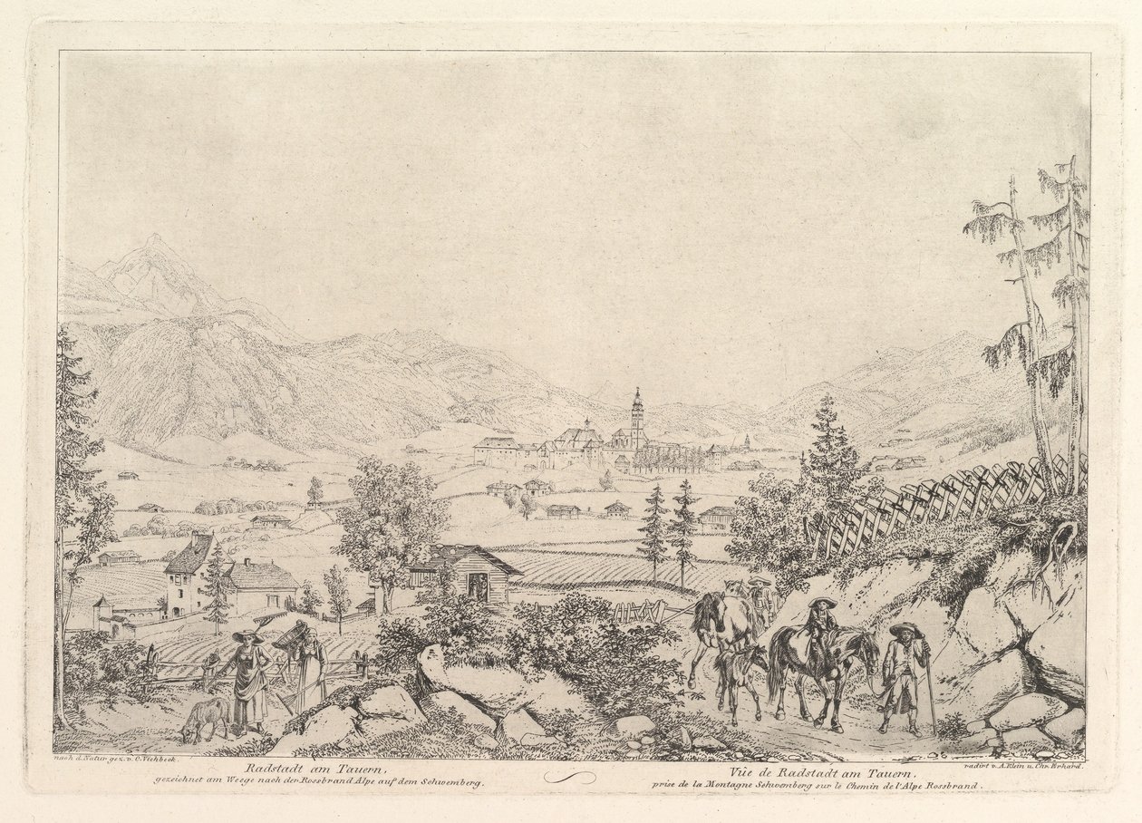 Vidéki táj, Radstadt am Tauren, 19. század eleje. alkotó: Johann Christian Erhard
