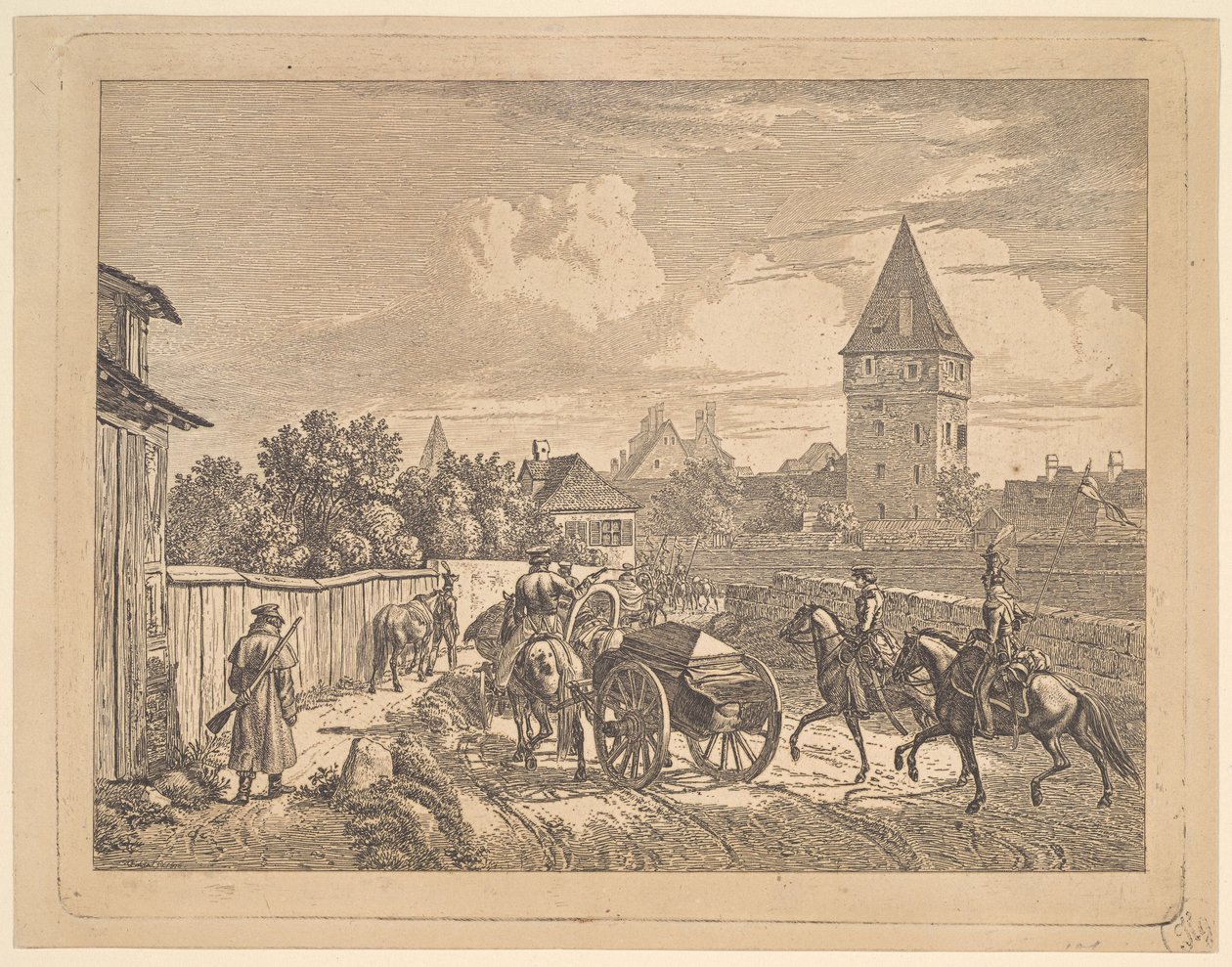 Orosz lándzsások kísérik a Cassonne ezredet, 1816. alkotó: Johann Christian Erhard