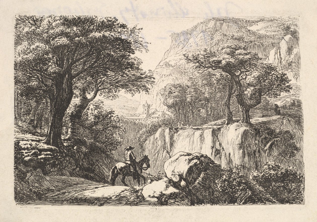 A lovas a szurdokban, 19. század. alkotó: Johann Christian Erhard
