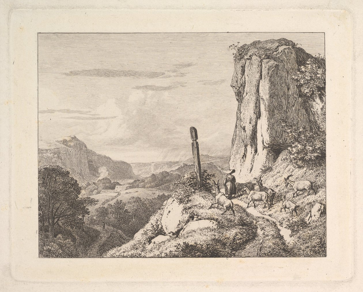 Fiatal nő hat kecskével, 1815. alkotó: Johann Christian Erhard