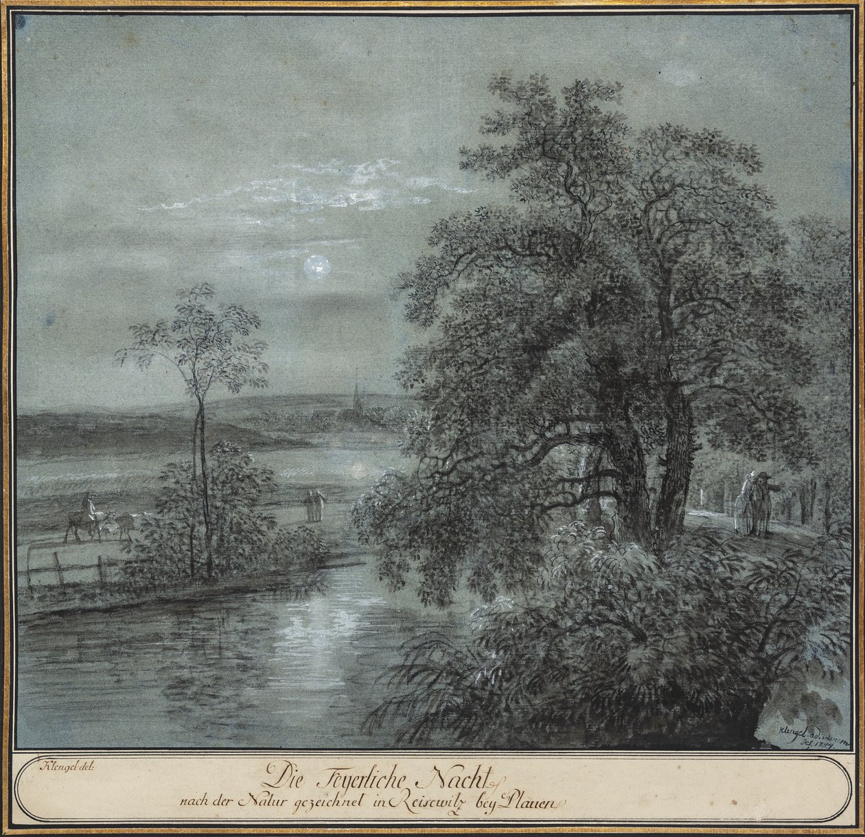 A természetből merített tüzes éjszaka ReiseWitz bei Plauenben. alkotó: Johann Christian Klengel