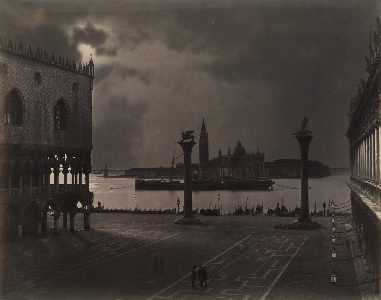 Velence: Szent Márk pillantása San Giorgio Maggiore felé, Holdfényben alkotó: Johann Christian Neuber