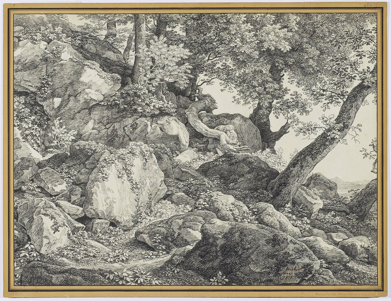A Palazzo Chigi parkjában, Ariccia államban, 1818 (grafit és fekete kréta fektetett papíron) alkotó: Johann Christian Reinhardt