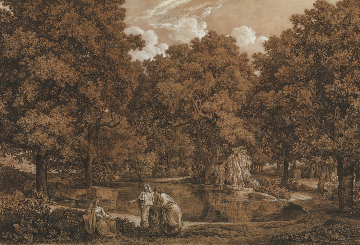 Árkádiai táj három alakkal egy tónál, 1792. alkotó: Johann Christian Reinhart