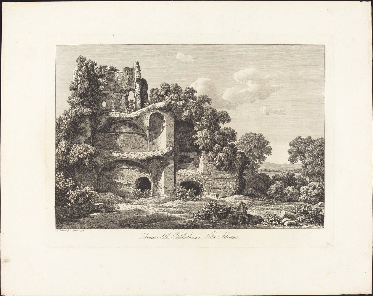 Maradékok a Bibliotheca-ból a Villa Adrianában alkotó: Johann Christian Reinhart