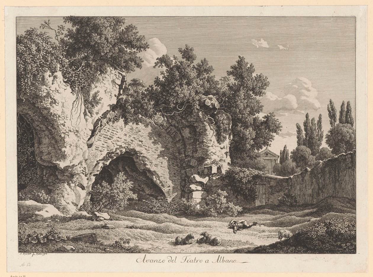 A színház romjai Albanóban alkotó: Johann Christian Reinhart