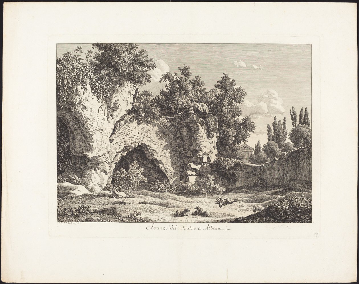 A színház romjai Albanóban alkotó: Johann Christian Reinhart