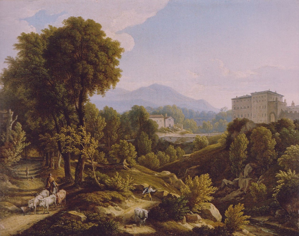 Német: Tájkép az aricciai Palazzo Chigi látképével. alkotó: Johann Christian Reinhart