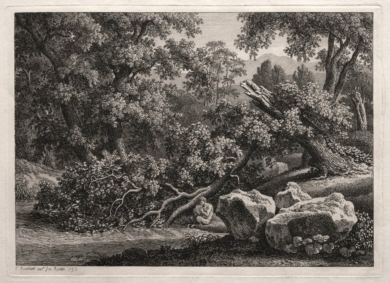 Hősi táj: A szatír fuvolázik alkotó: Johann Christian Reinhart