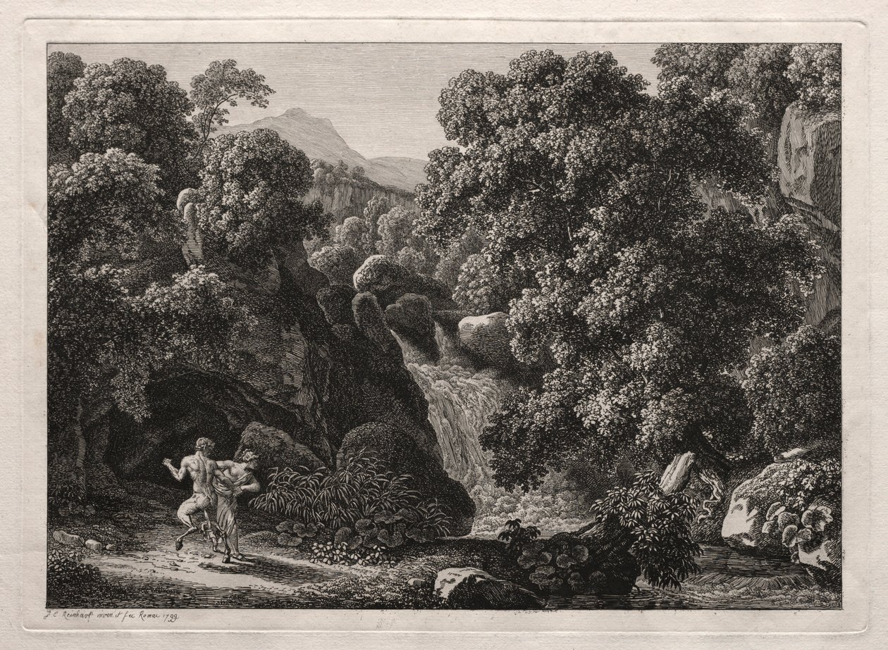 Hősi táj: A szatír és a nimfa, 1799. alkotó: Johann Christian Reinhart