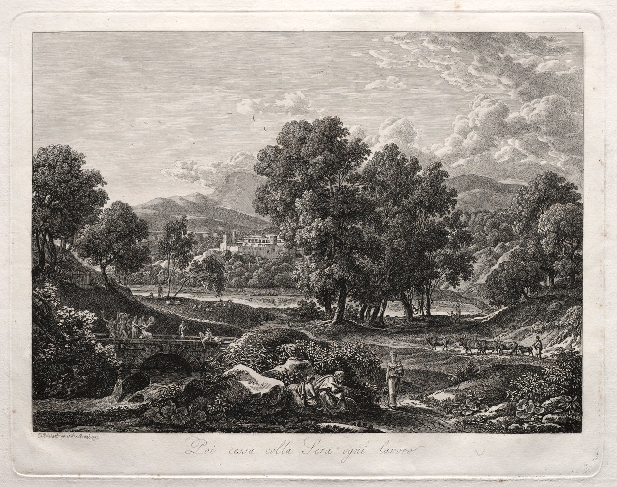 Hősi táj: Pásztortánc a hídon alkotó: Johann Christian Reinhart