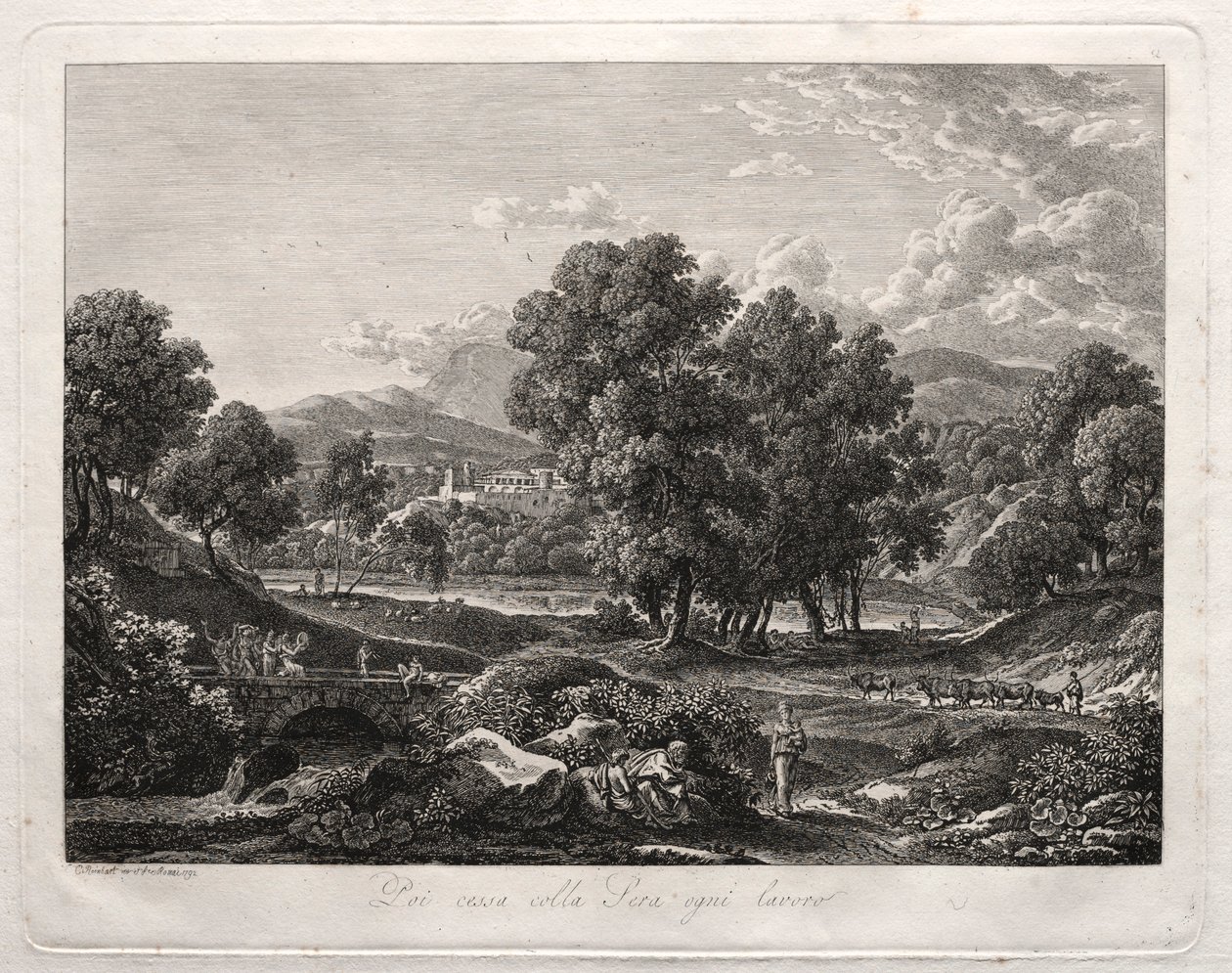 Hősi táj: A pásztorok táncolnak a hídon, 1792. alkotó: Johann Christian Reinhart