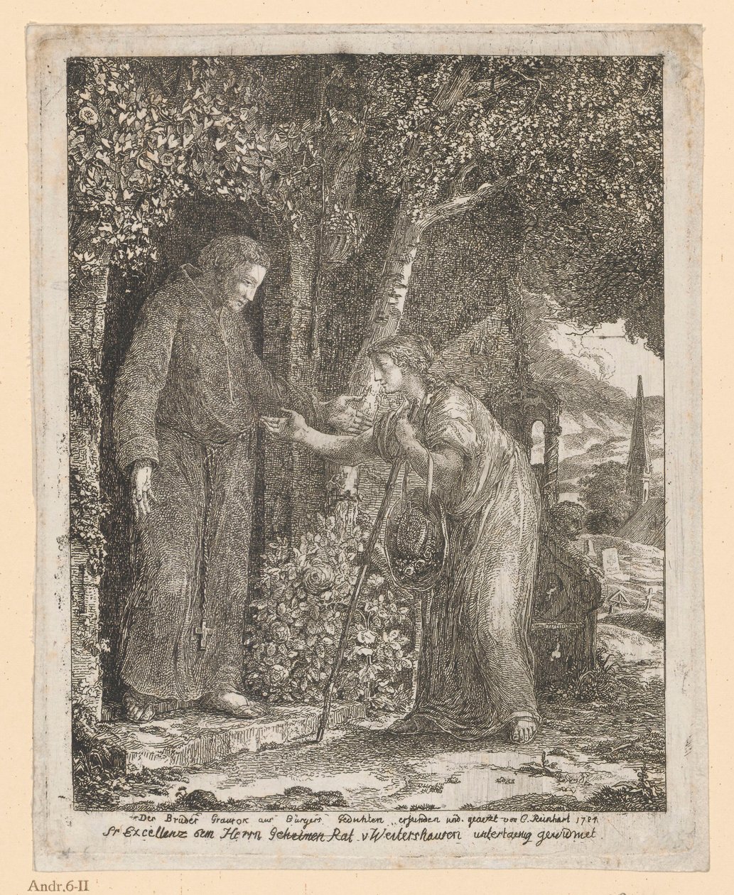 Illusztráció A.G. Bürger „Graurock testvér és a zarándoknő” című balladájához alkotó: Johann Christian Reinhart
