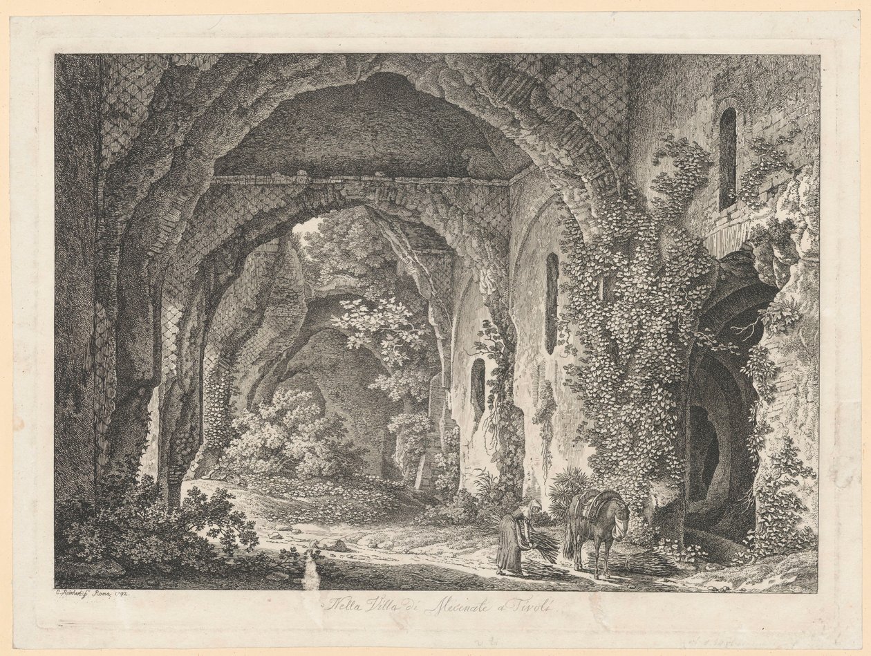 Tájkép – Mecenate villájában, Tivoliban alkotó: Johann Christian Reinhart