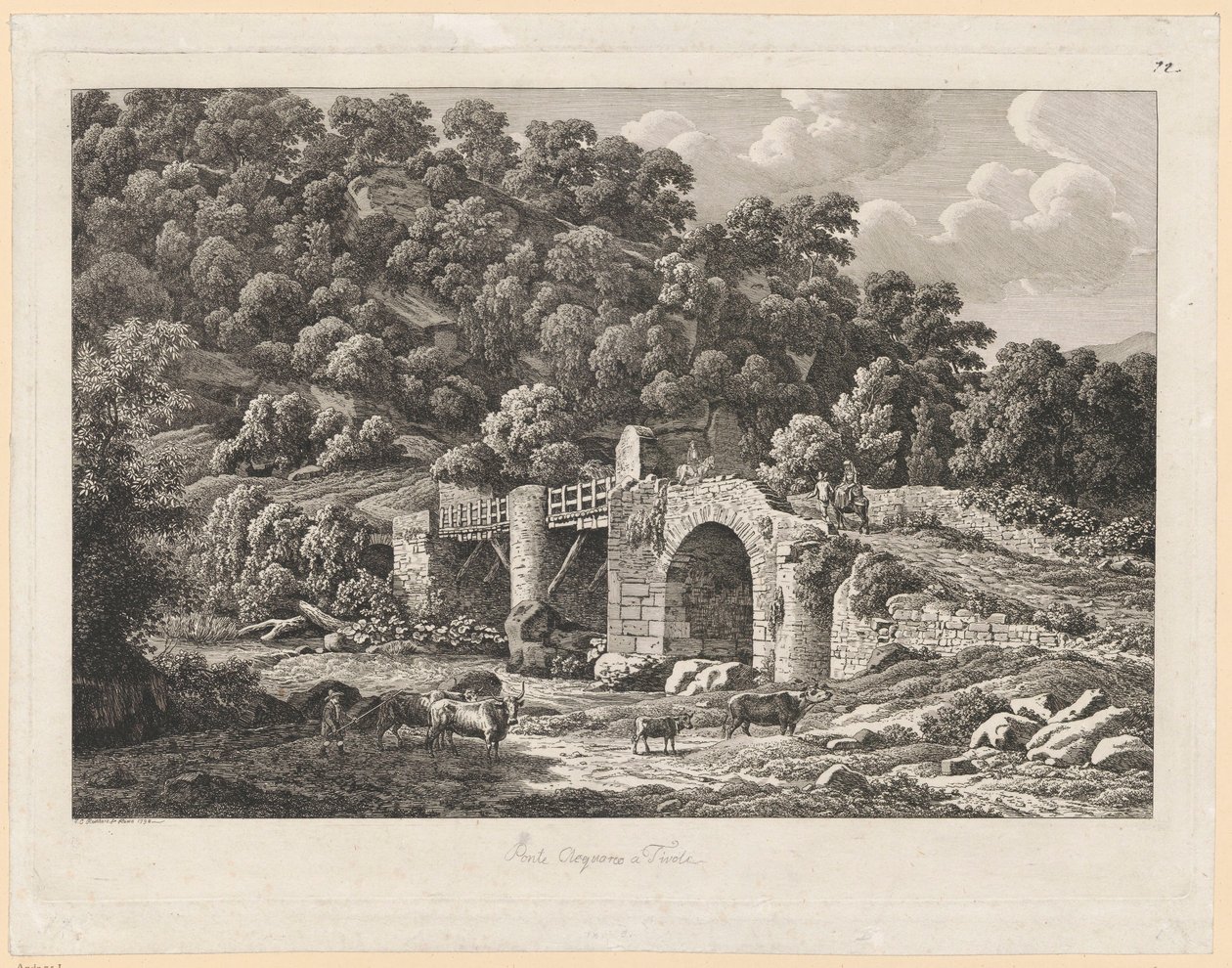 Tájkép – Ponte Aquoreo, Tivoli alkotó: Johann Christian Reinhart