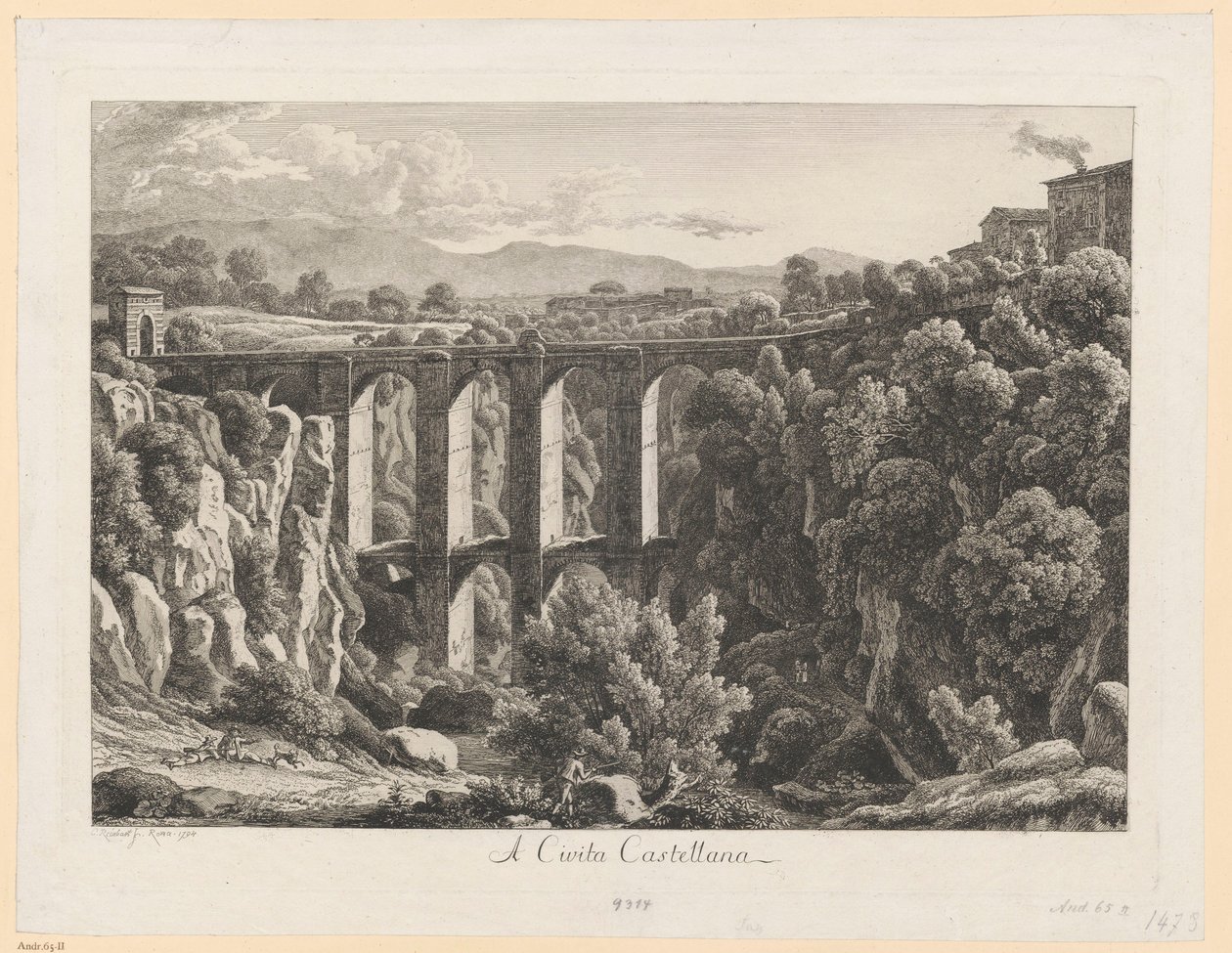 Táj vízvezetékkel - Civita Castellana alkotó: Johann Christian Reinhart
