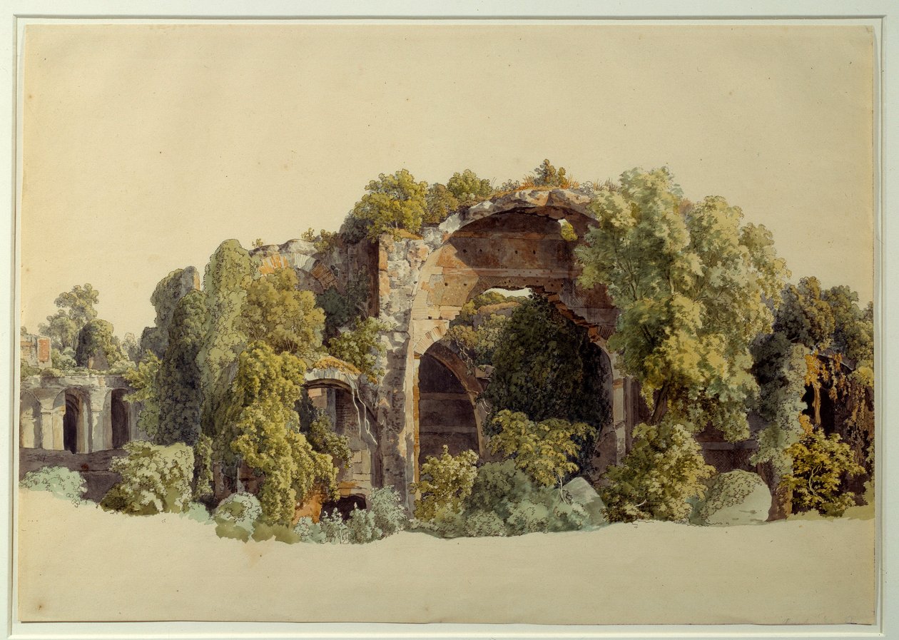 A Villa Anchiana romjai Tivoliban. Johann Christian Reinhart (1761-1847) rajza alkotó: Johann Christian Reinhart