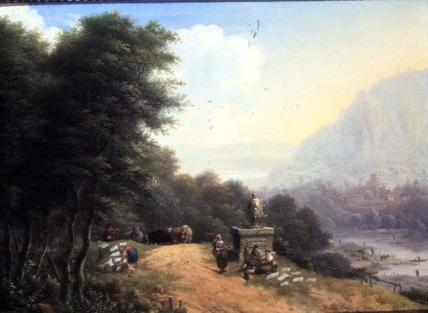 Tájkép mosodai nőkkel alkotó: Johann Christian Vollerdt or Vollaert