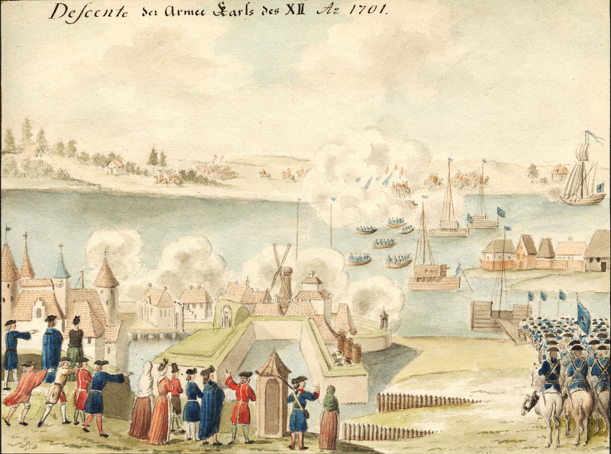 XII. Károly átkel a Dünán 1701, 1770-1780 alkotó: Johann Christoph Brotze