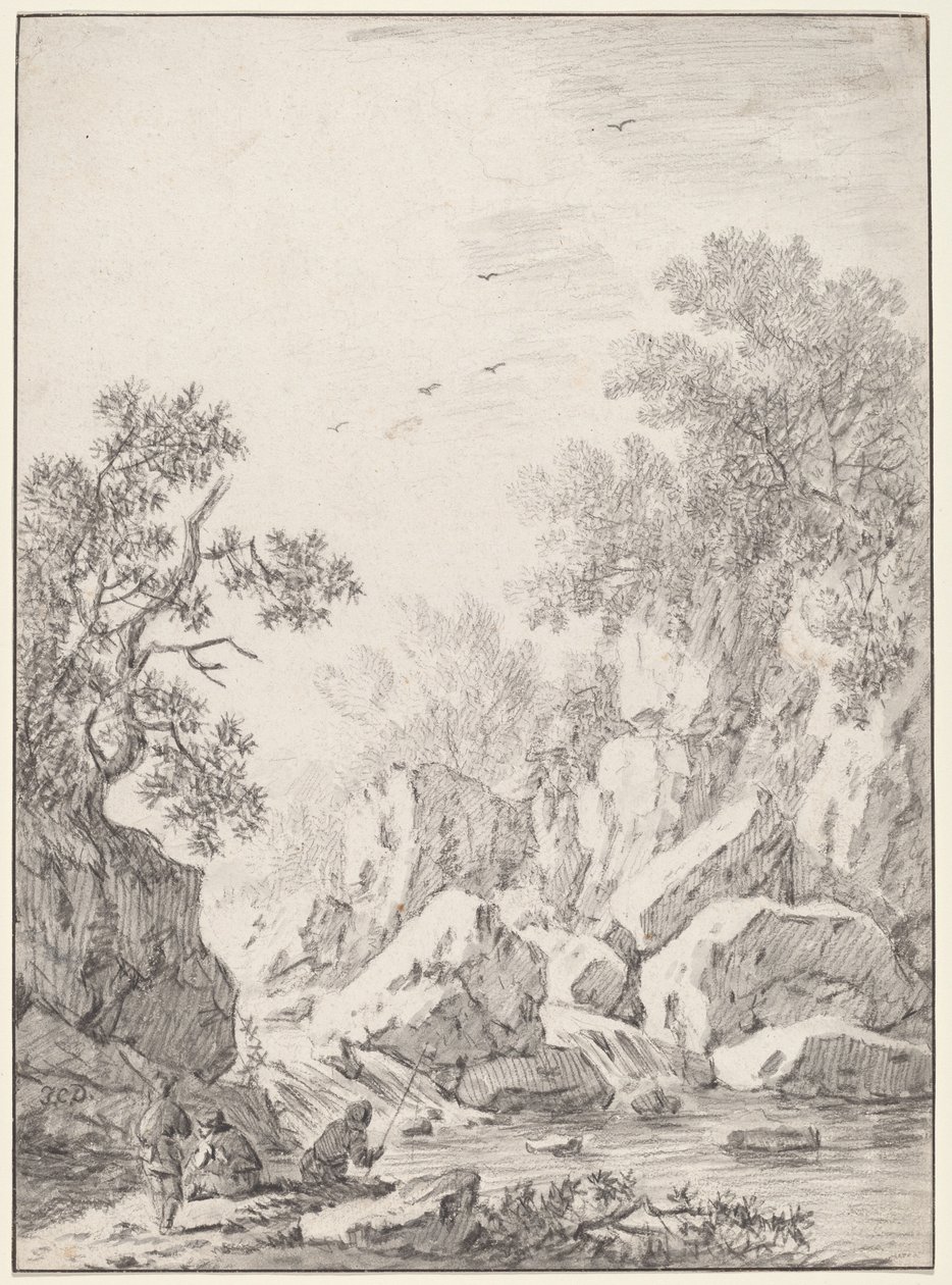 Vízesés a Rock Cliffs mellett alkotó: Johann Christoph Dietzsch