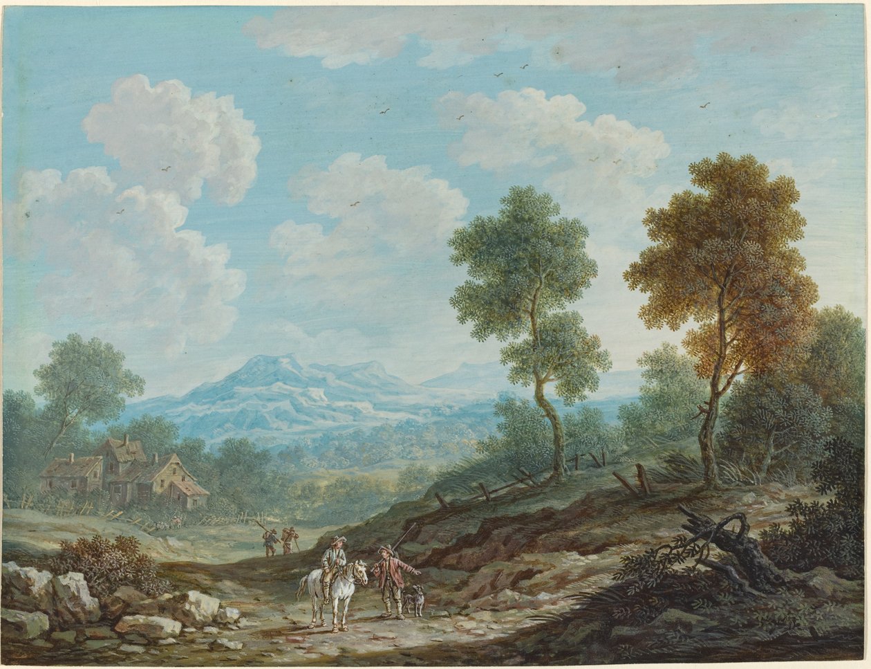 Utazók egy széles völgyben, c. 1750. alkotó: Johann Christoph Dietzsch