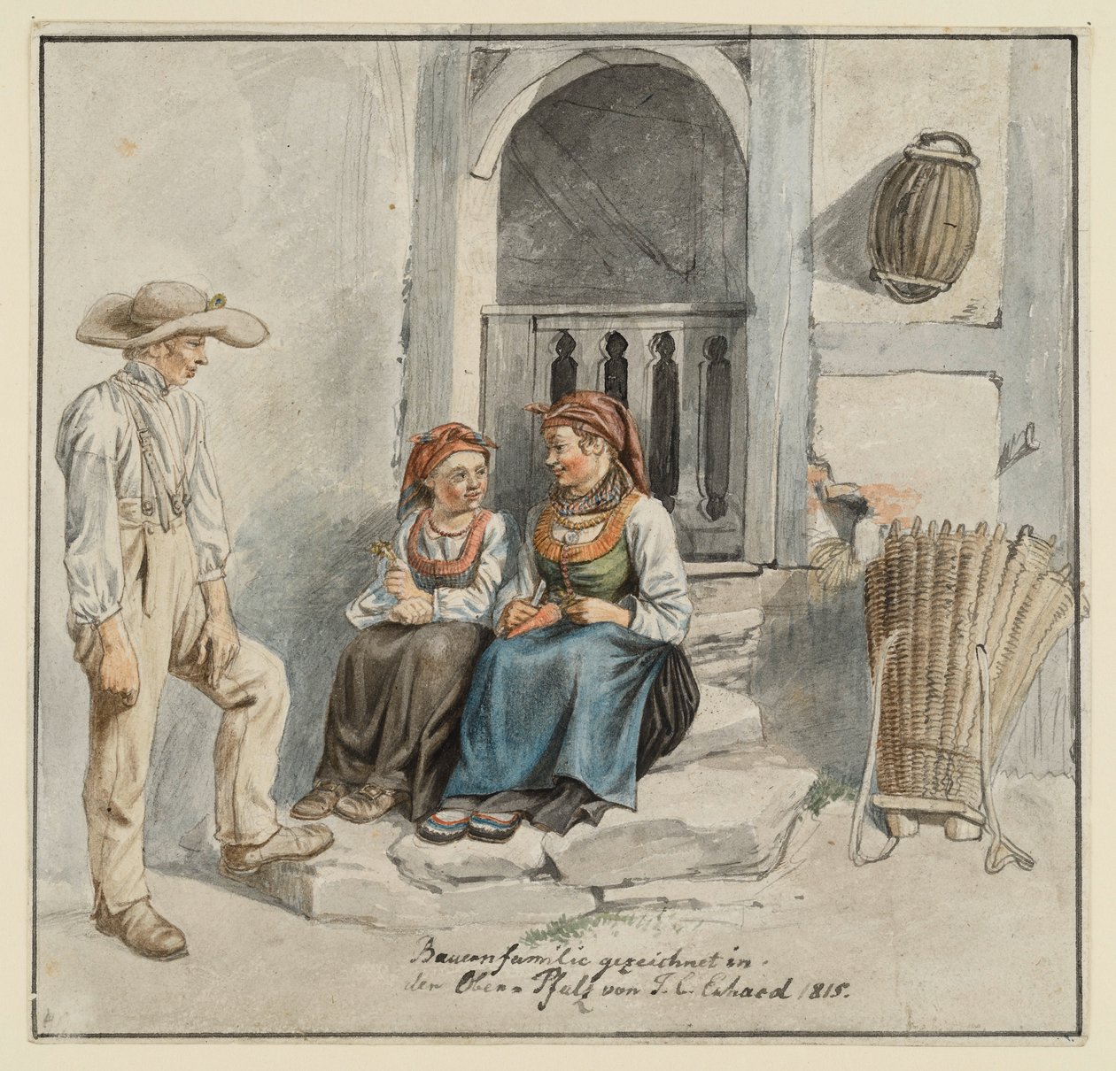 Parasztcsalád a ház előtt alkotó: Johann Christoph Erhard