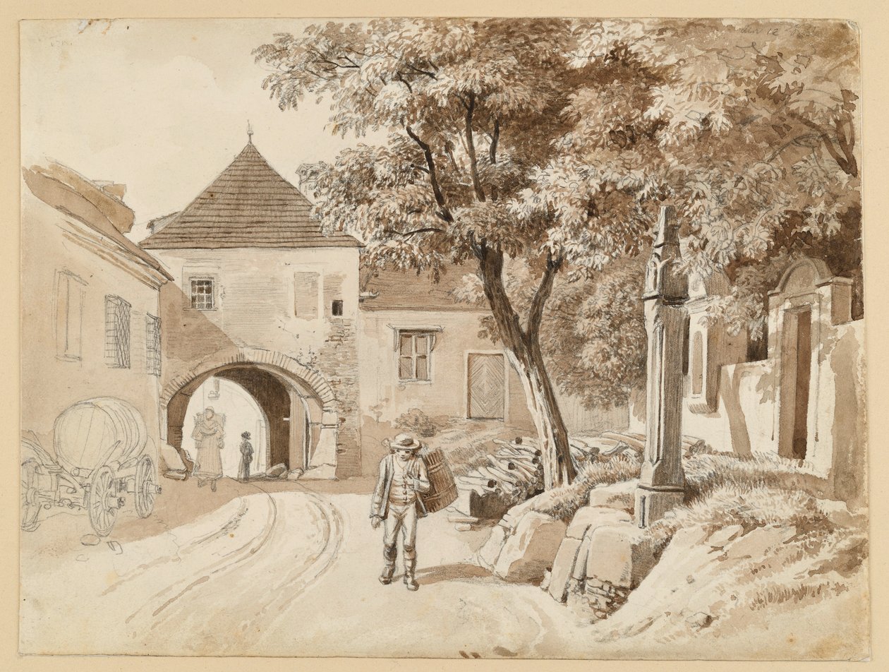 A régi oszlop Oberdöblingben, a Westerhauser-ház mellett alkotó: Johann Christoph Erhard