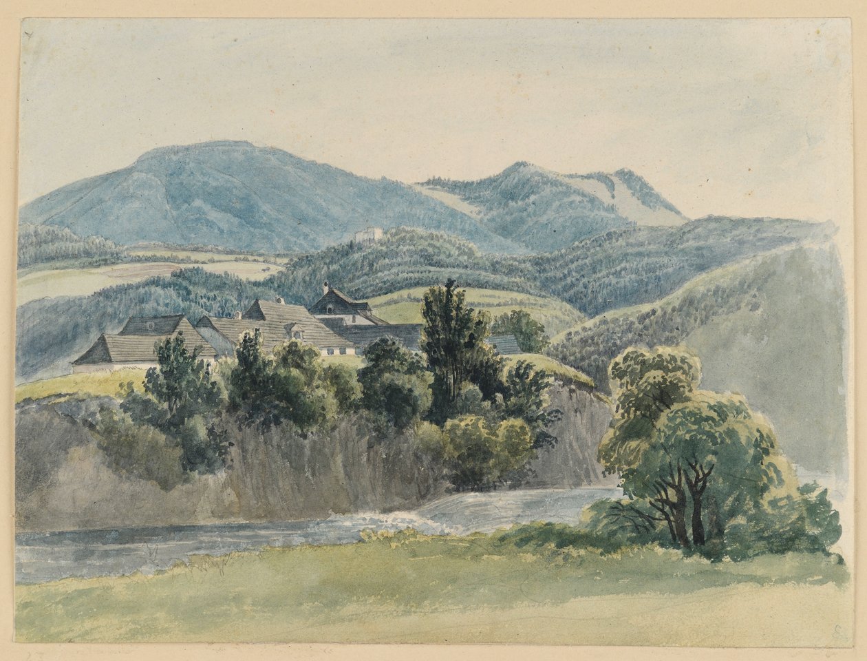 Folyó- és hegyvidéki táj Glocknitz közelében alkotó: Johann Christoph Erhard