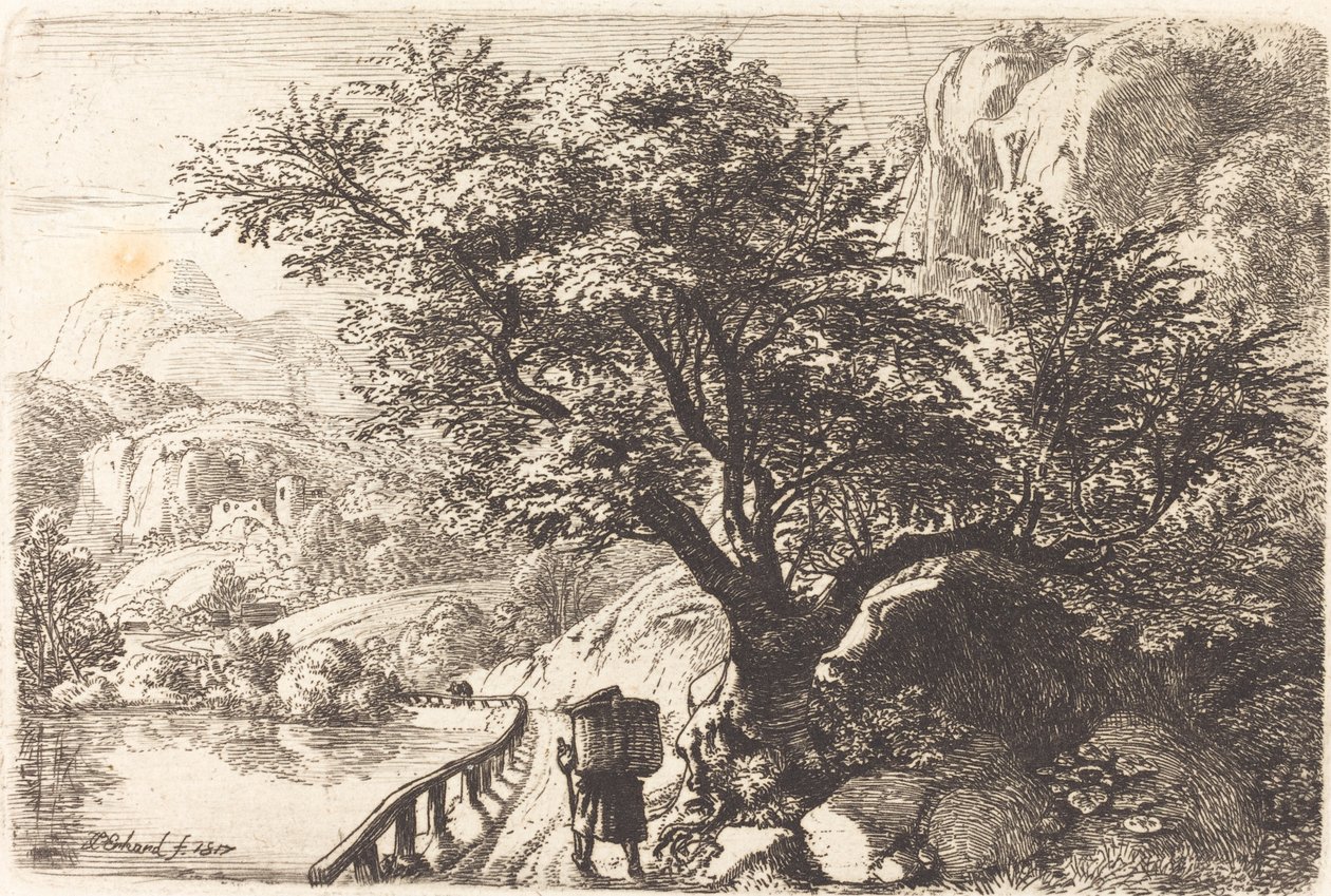 Paraszt séta a folyó mentén alkotó: Johann Christoph Erhard