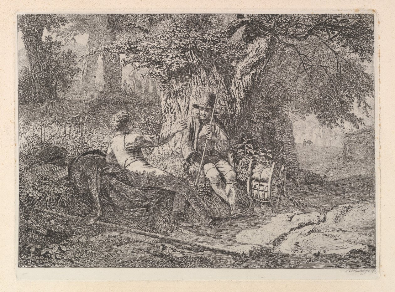 A művész, pihenőben vezetőjével alkotó: Johann Christoph Erhard