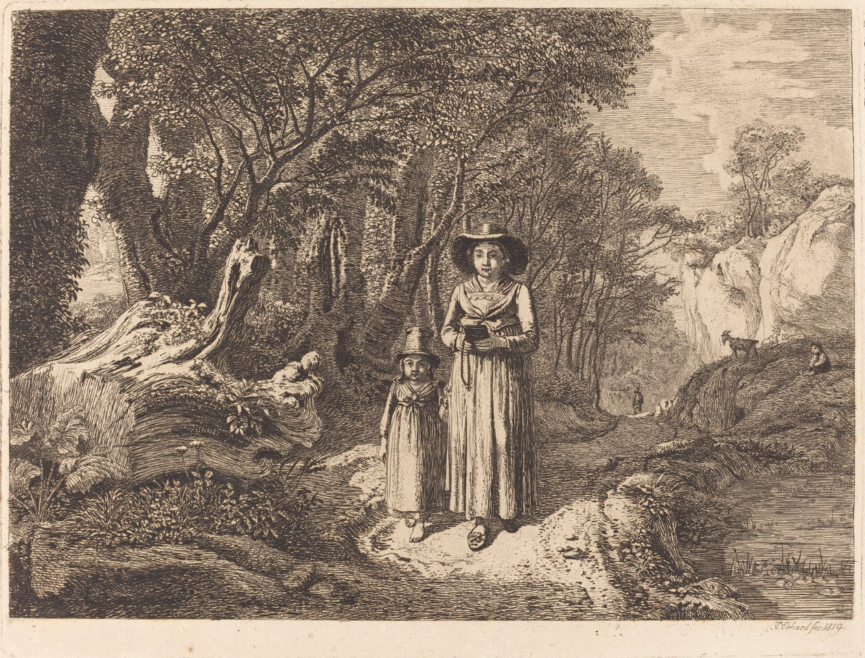 Nő és gyermek séta a templomba alkotó: Johann Christoph Erhard