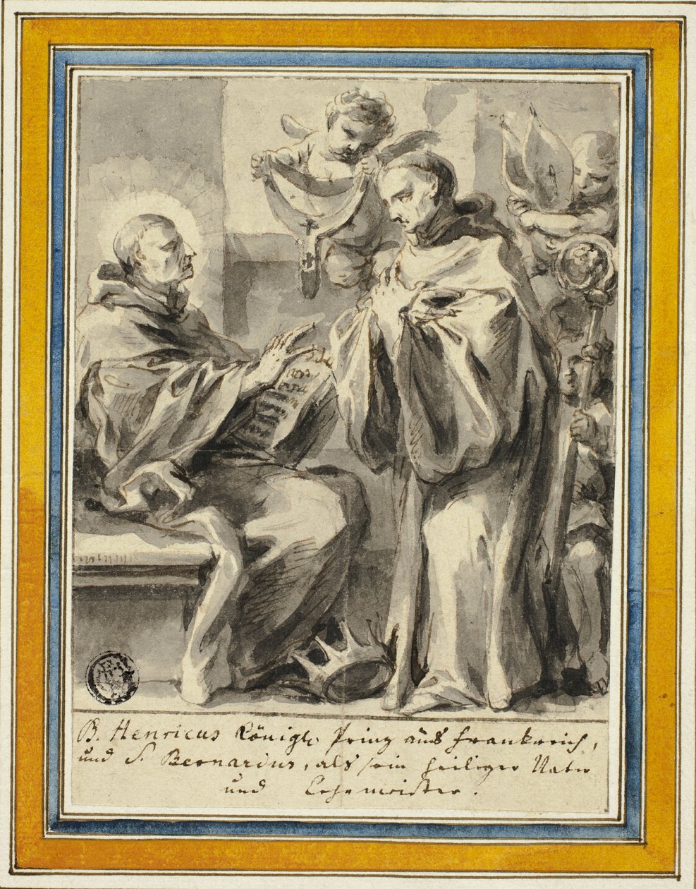 Henrik francia király és Clairvaux-i Szent Bernát alkotó: Johann Christoph Lischka