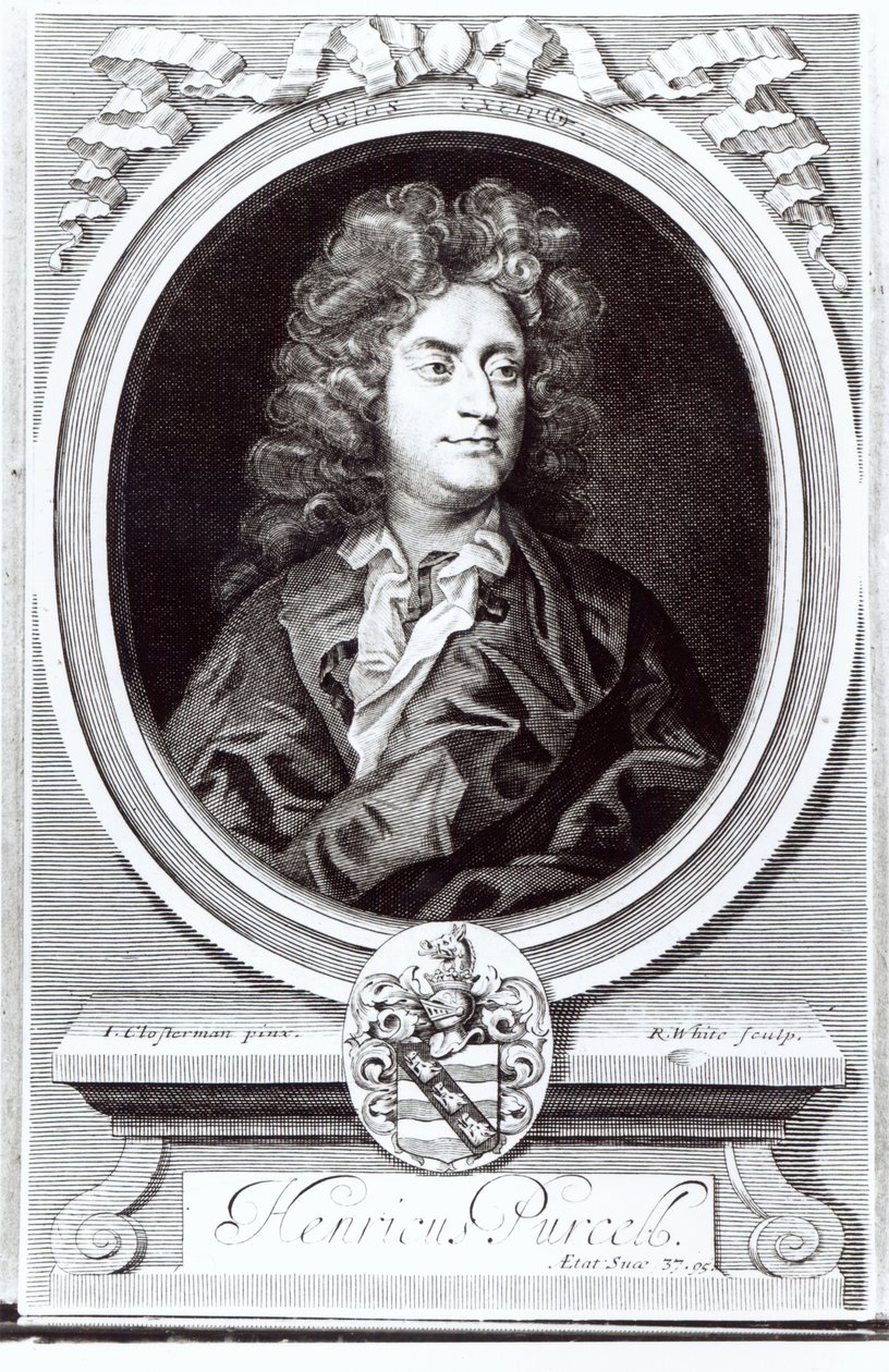 Henry Purcell (1659-95) angol zeneszerző portréja, R. White metszete, 1695 alkotó: Johann Closterman
