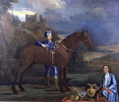 Versenyló és zsoké portréja, 1690 körül (olaj, vászon) alkotó: Johann Closterman