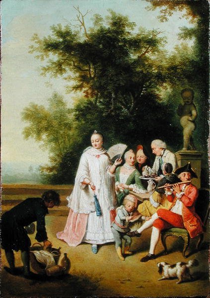 Fete Champetre a teraszon (olaj, vászon) alkotó: Johann Conrad Seekatz