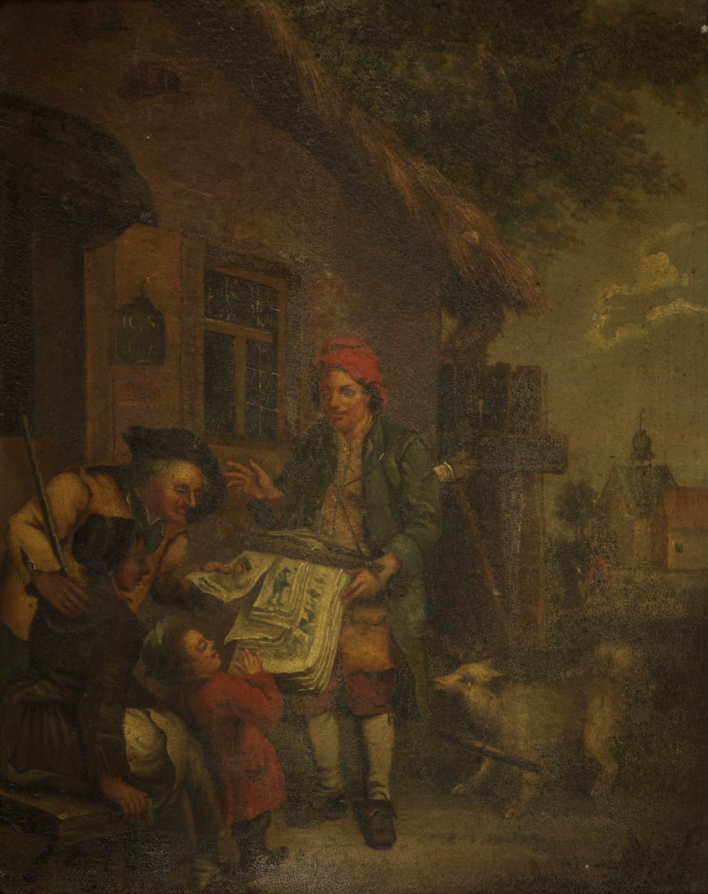 The Village Printseller (olaj, réz) alkotó: Johann Conrad Seekatz