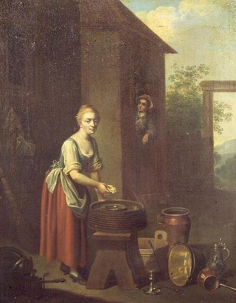 Mosogó szobalány az udvaron alkotó: Johann Daniel Bager