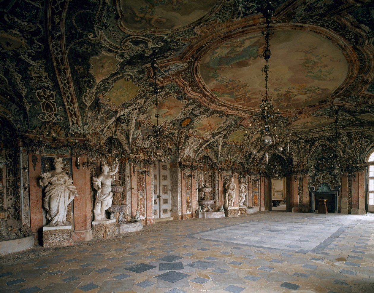 Kilátás a Weissenstein-kastély Nagy Szalonjára, Johann Dientzenhofer építész (1663-1726) 1714 Pommersfelden, Németország alkotó: Johann Dientzenhofer