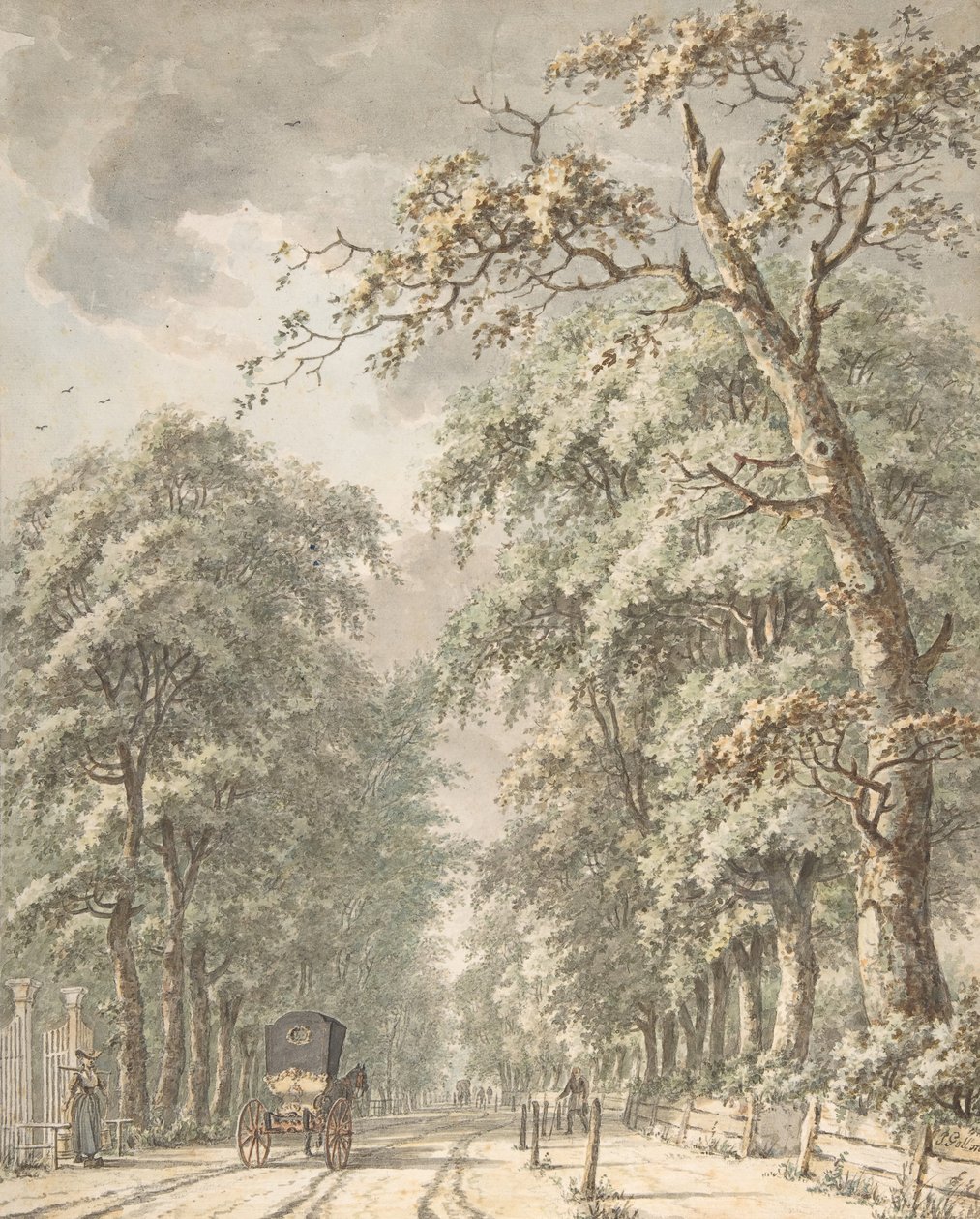Az Amstelveen út Amszterdamból Amstelveen felé, 18. század közepe-18. század vége. alkotó: Johann Edler Goll van Franckenstein