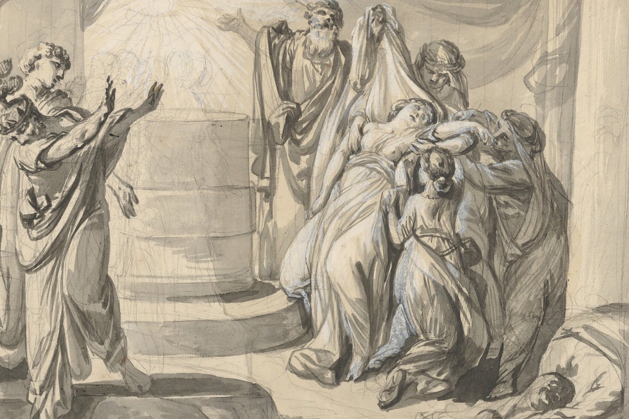 Antik áldozati jelenet, verso: Egy embercsoport vázlata, 1779. alkotó: Johann Eleazar Schenau
