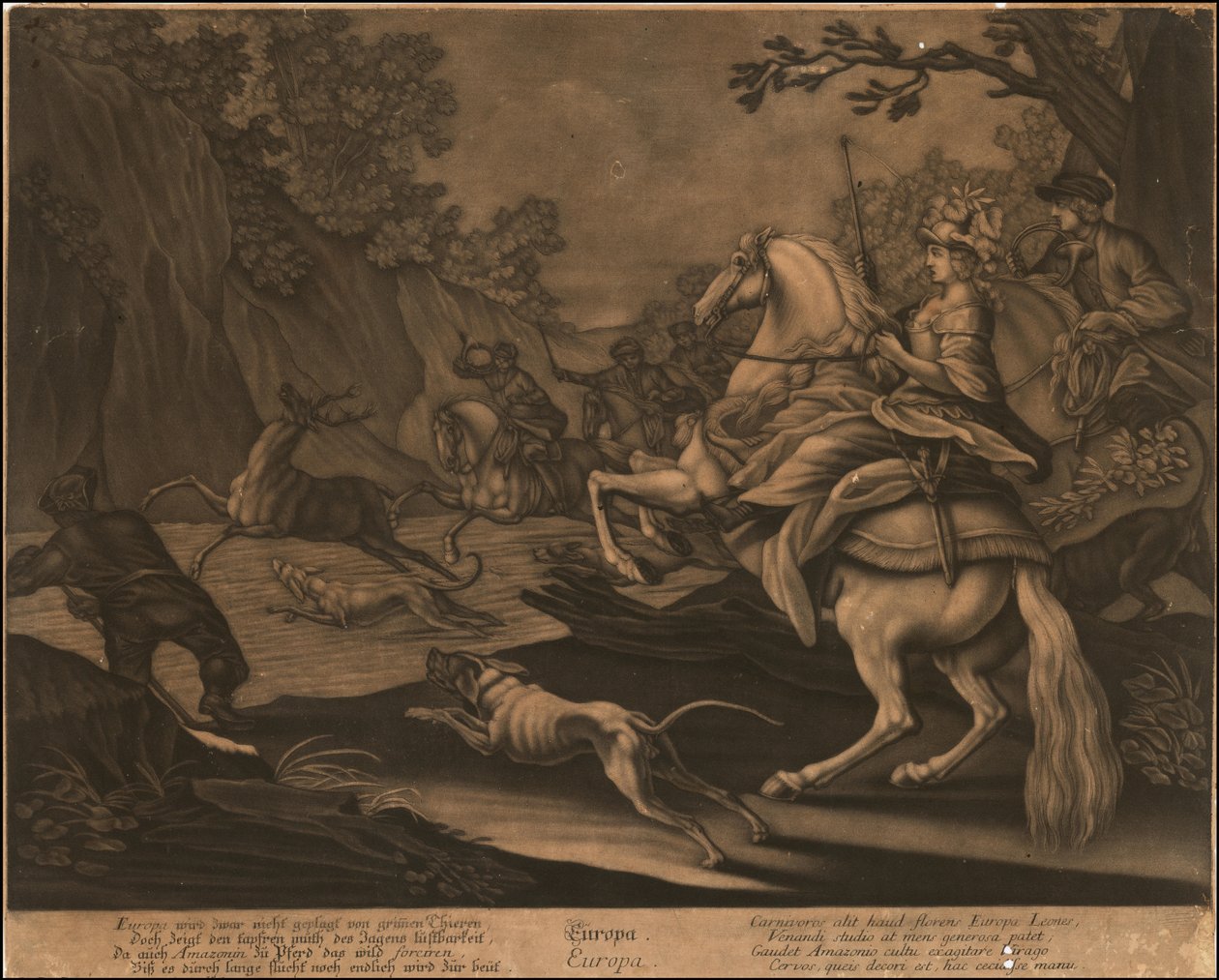 Ca. 1770 Európa allegorikus metszete alkotó: Johann Elias Ridinger