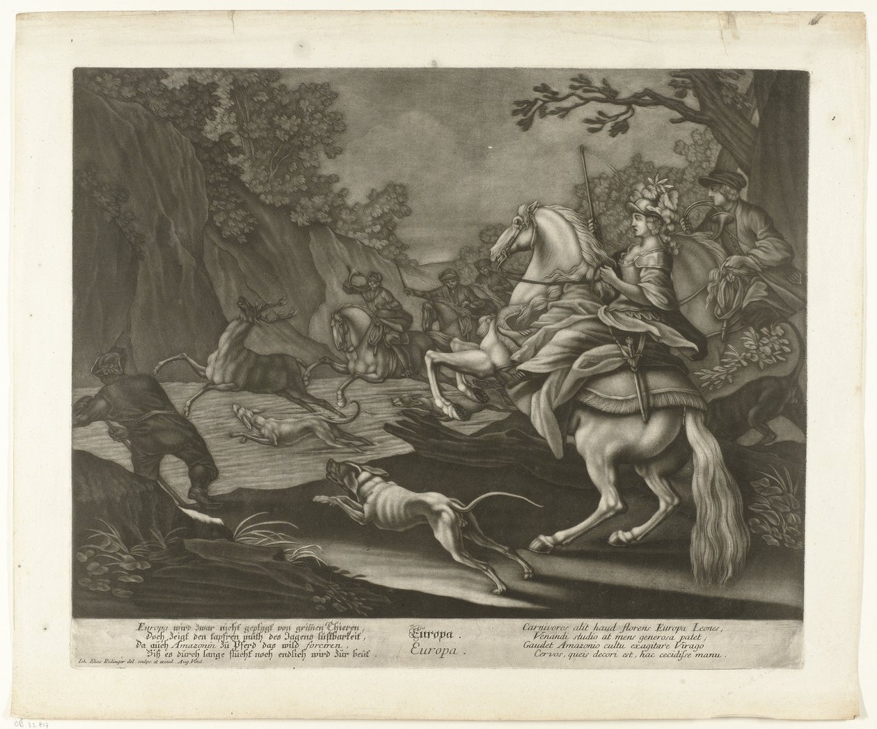 szarvasvadászat Európa (cím a tárgyon) alkotó: Johann Elias Ridinger