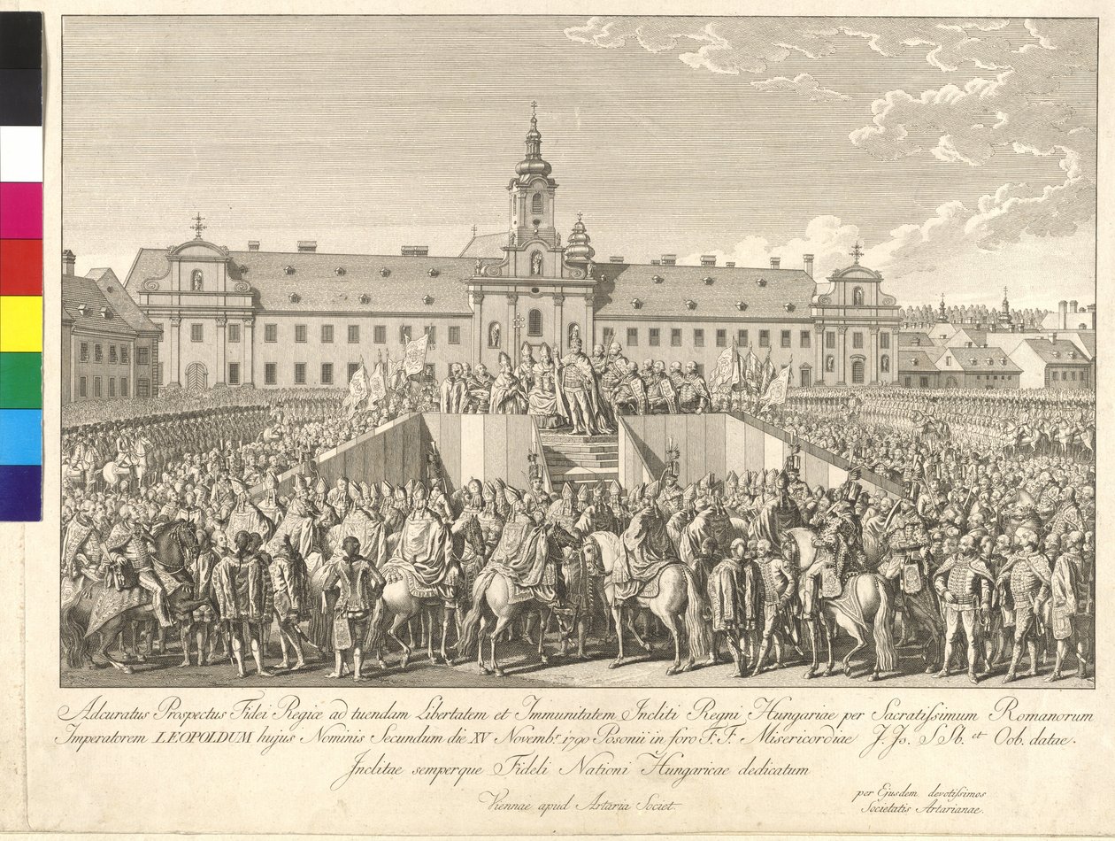 II. Leopold császár koronázása magyar királlyá Pozsonyban 1790. november 15-én. alkotó: Johann Ernst Mansfeld