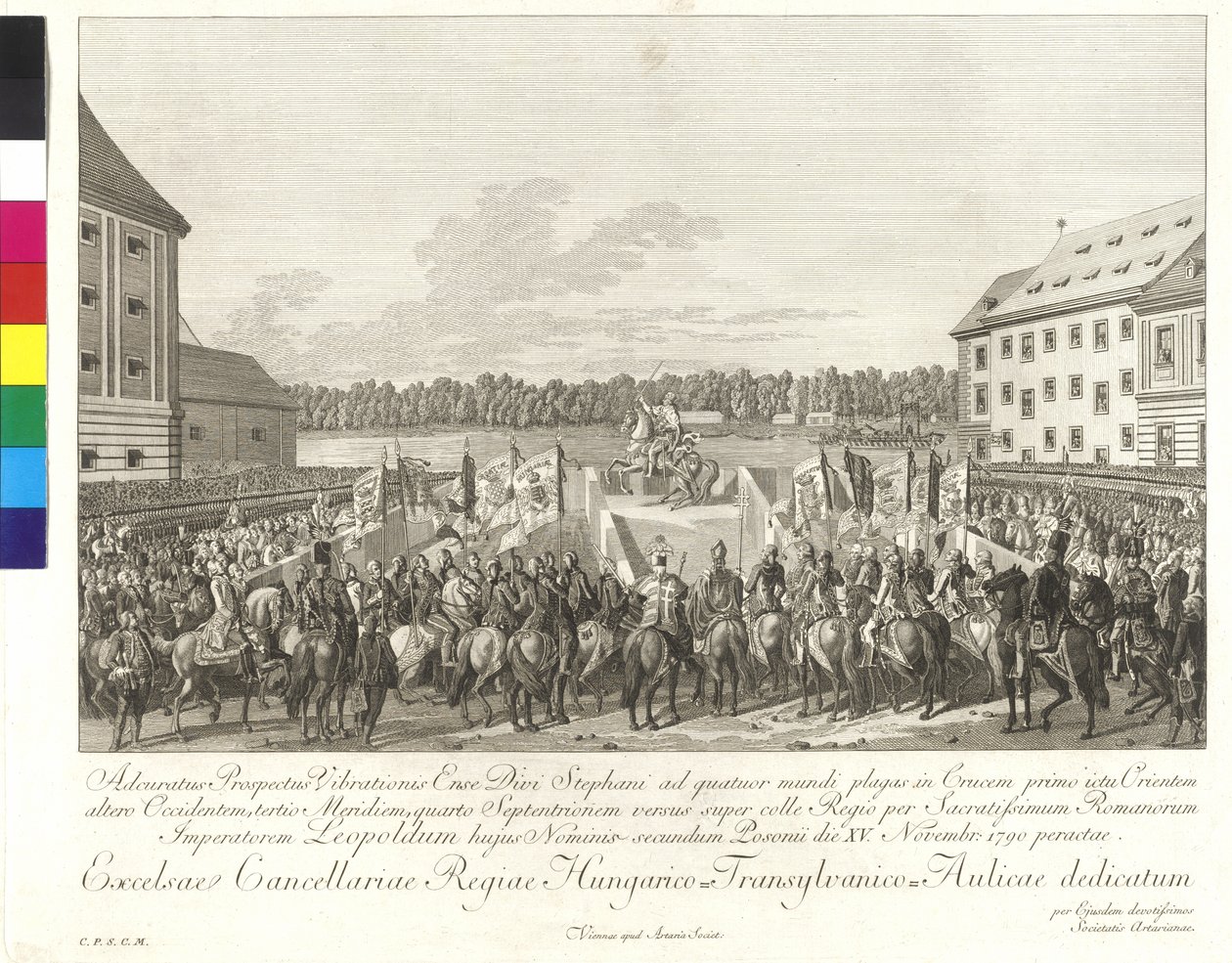 II. Leopold császár koronázása magyar királlyá Pozsonyban, 1790. november 15-én (rézmetszet) alkotó: Johann Ernst Mansfeld