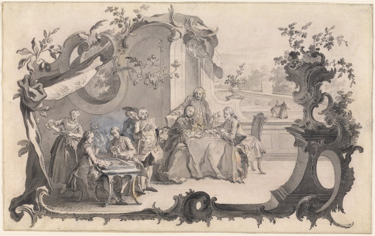 Egy elegáns társaság társasjátékokkal alkotó: Johann Esaias Nilson