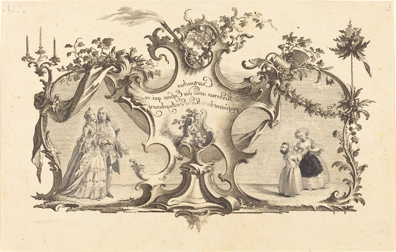 Modern patronok gyerekekkel, akik Augsburg módozatait képviselik alkotó: Johann Esaias Nilson