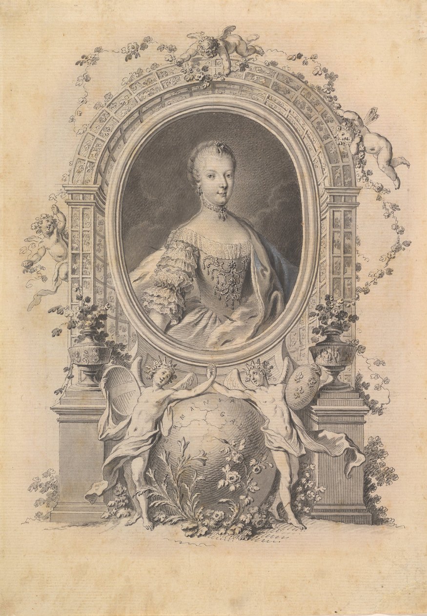 Marie-Antoinette királyné portréja díszkeretben, 18. század vége. alkotó: Johann Esaias Nilson